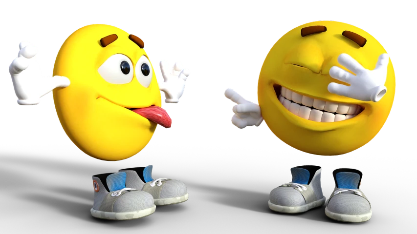 a couple of smiley faces standing next to each other, a raytraced image, by Jon Coffelt, zbrush central contest winner, happy toes, namco, lemon, emoji