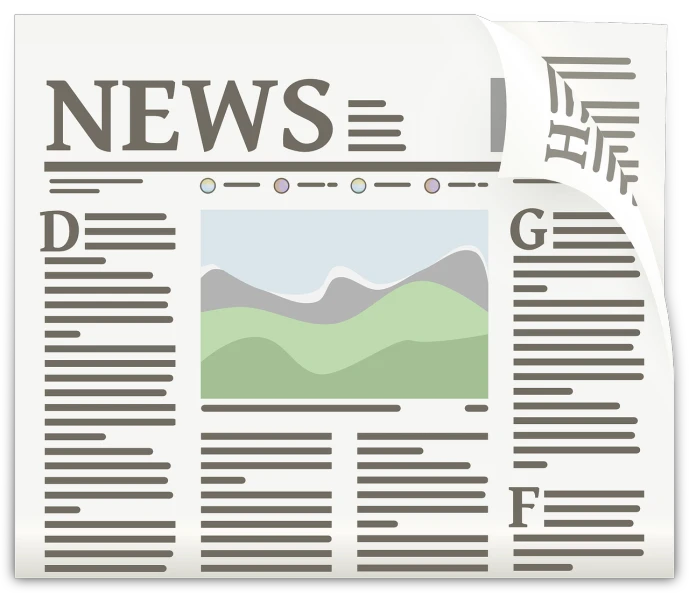 a newspaper with a picture of mountains on it, a digital rendering, pixabay, detailed cartoon, news broadcast, logo without text, emergency