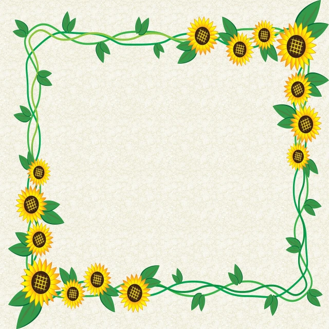 a picture of a frame made of sunflowers, a picture, sōsaku hanga, stylized border, ivy, simple illustration, stone