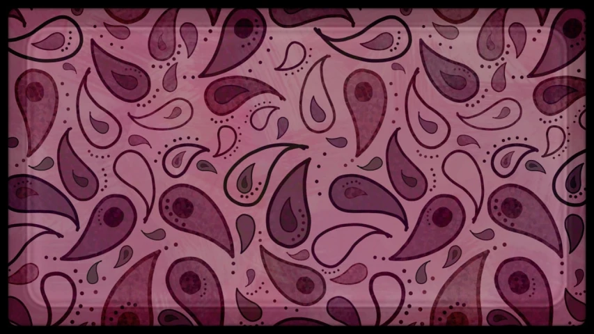 a pattern of paisleys on a pink background, concept art, inspired by Georges Lemmen, amethyst stained glass, animation still screencap, photoshop, gloomy mood