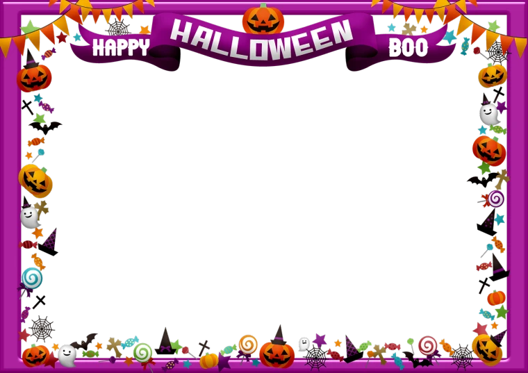 a purple frame with halloween decorations around it, by Kanbun Master, black!!!!! background, loadscreen, square, background space