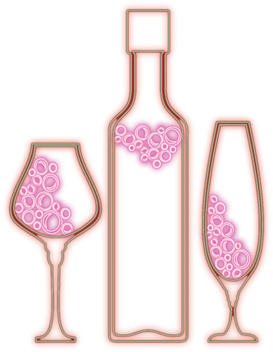 a bottle of wine and two glasses of wine, a digital rendering, by Aleksander Kotsis, pixabay, vanitas, cross section, [ bubbles, arteries, stylised design