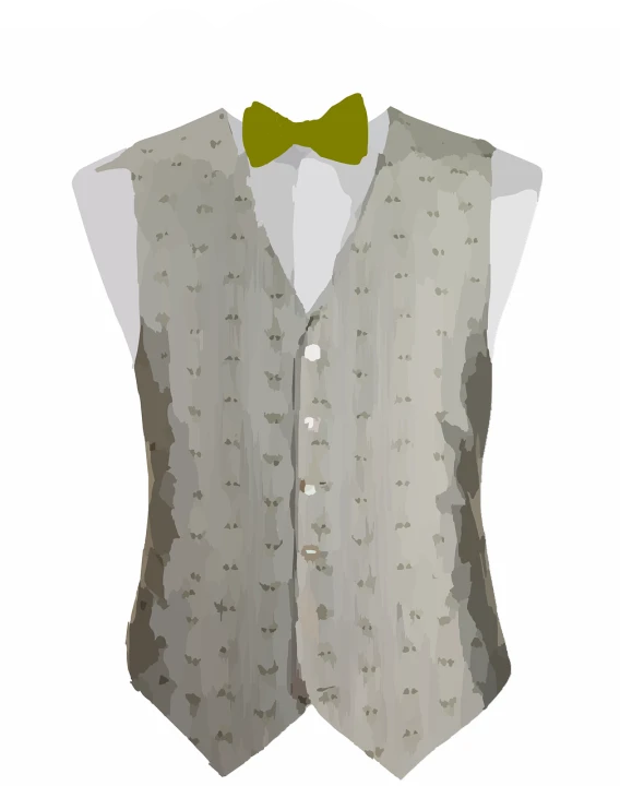 a man's vest with a yellow bow tie, a digital rendering, subtle pattern, genji, cream colored blouse, flat colour