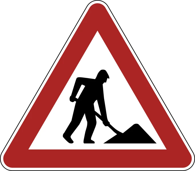 a black and white picture of a man with a shovel, pixabay, constructivism, traffic signs, no gradients, 1285445247], hindu
