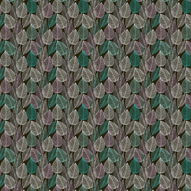 a close up of a bunch of leaves, a digital rendering, art deco, repeating pattern, dark muted colors, pattern with optical illusion, vintage - w 1 0 2 4