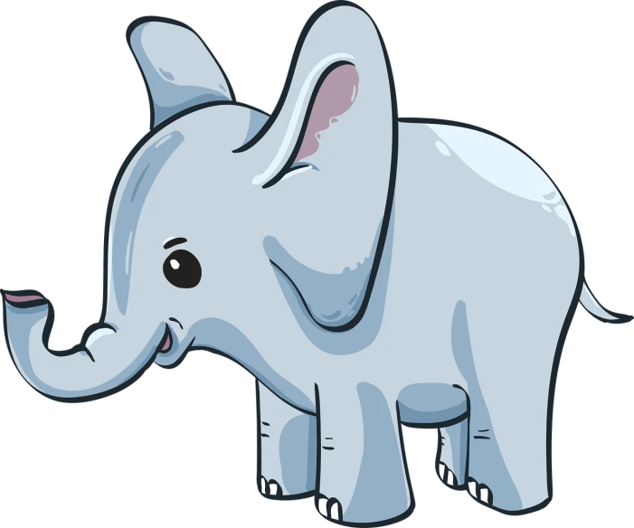 an elephant standing in front of a black background, a digital rendering, mingei, cute cartoon, shiny silver, blue gray, computer generated