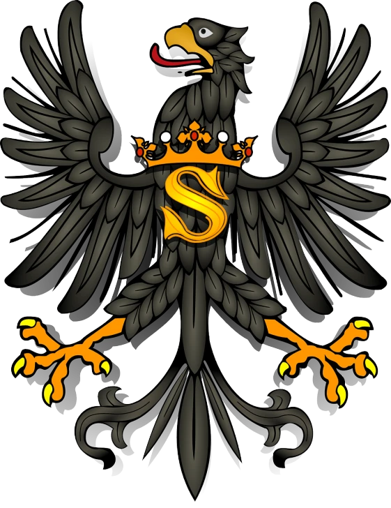 an eagle with a crown on it's head, by Joseph von Führich, shutterstock, renaissance, made in adobe illustrator, letter s, many arms, official product photo