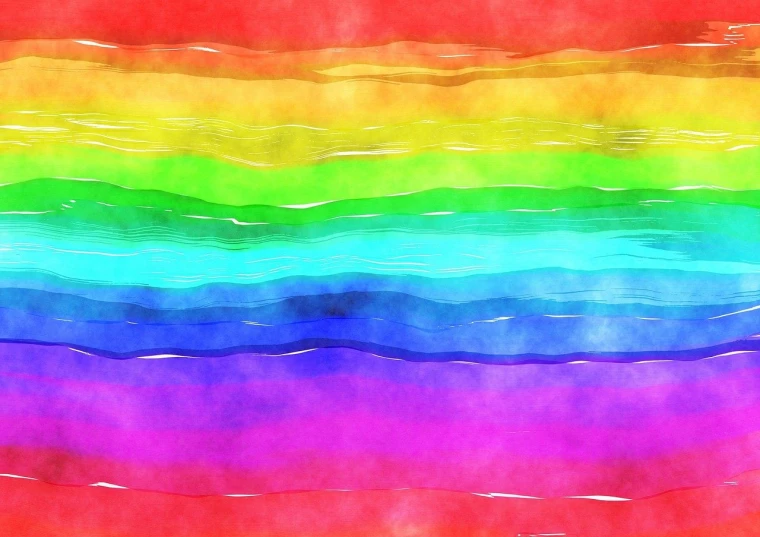 a close up of a watercolor painting of a wave, a digital painting, inspired by Morris Louis Bernstein, shutterstock, rainbow stripe background, gay pride, fun vibrant watercolor, lesbian art