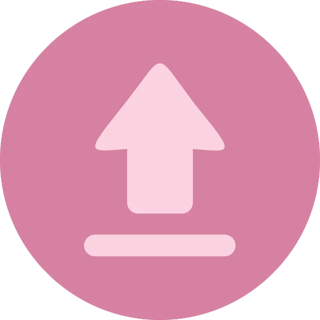 a pink circle with a white arrow pointing up, a screenshot, figuration libre, high quality upload, elevator, back, listing image