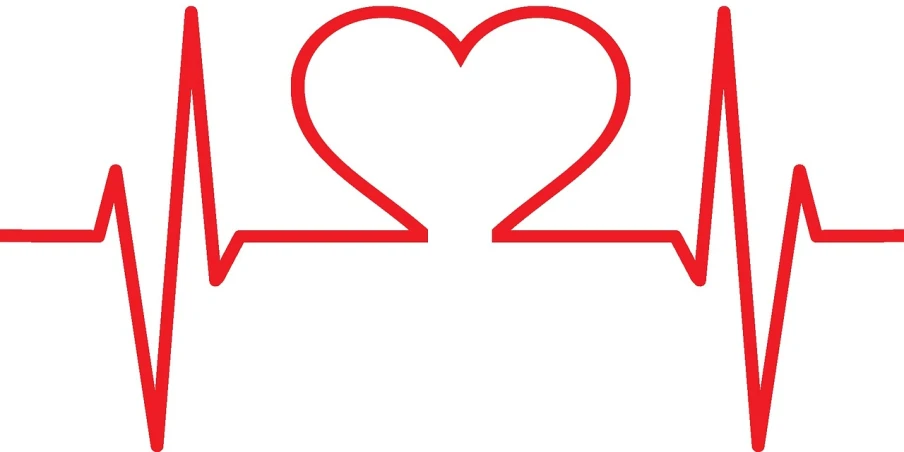 a drawing of a heartbeat with a red heart, by Edo Murtić, 2d solid shape logo, white ribbon, formula 1, sitting down