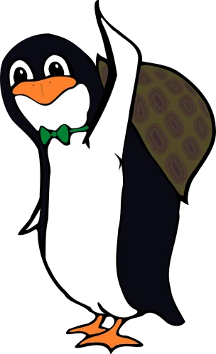 a black and white penguin with a green bow tie, vector art, inspired by Jacob Duck, reddit contest winner, hurufiyya, severus snape dances in a bar, black background!!!!!, anthropomorphic turtle hero, discord pfp
