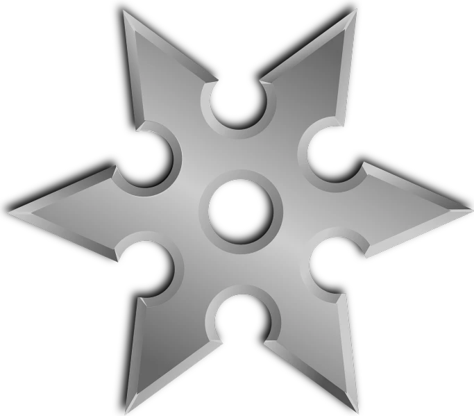 a star shaped metal object on a white background, vector art, inspired by Kōno Michisei, deviantart, digital art, war blade weapon, silver insignia, ninja, uncompressed png