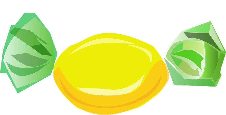 a couple of pieces of fruit sitting next to each other, an illustration of, inspired by Masamitsu Ōta, pixabay, jello, yellow and olive color scheme, coin, [ digital art ]!!