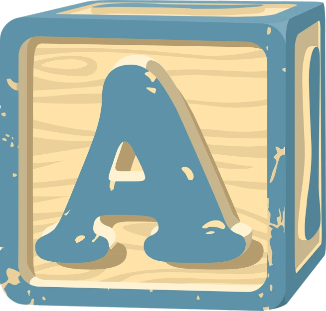 a wooden block with the letter a in it, by Alexander Brook, pixabay, children\'s illustration, shaded flat illustration, bluey, an antique