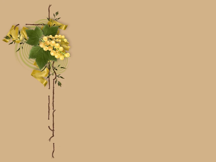 a cross with a bunch of yellow flowers on it, a digital rendering, art nouveau, sandy beige, grapes, wallpaper background, empty background