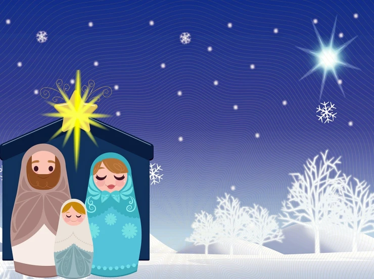 three wise wise wise wise wise wise wise wise wise wise wise wise wise wise wise wise wise, a digital rendering, pixabay, naive art, with infant jesus, snowy winter christmas night, wrapped blue background, hd screenshot