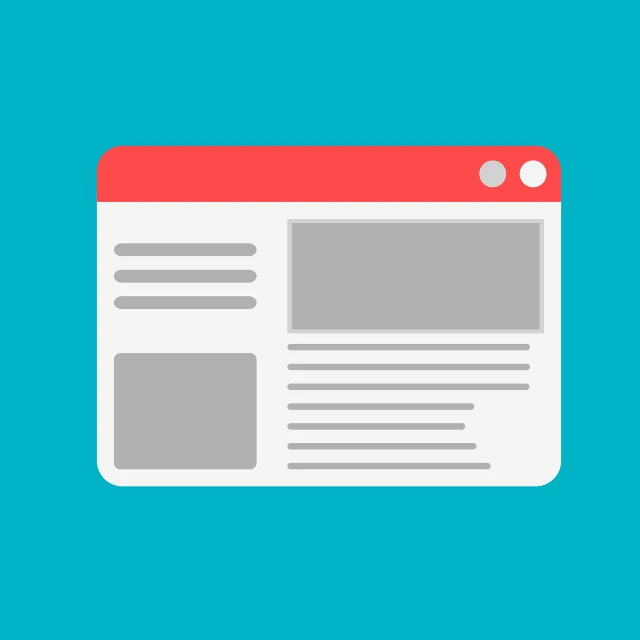 a flat design of a newspaper on a blue background, computer art, red color palette, avatar for website, document photo, listing image