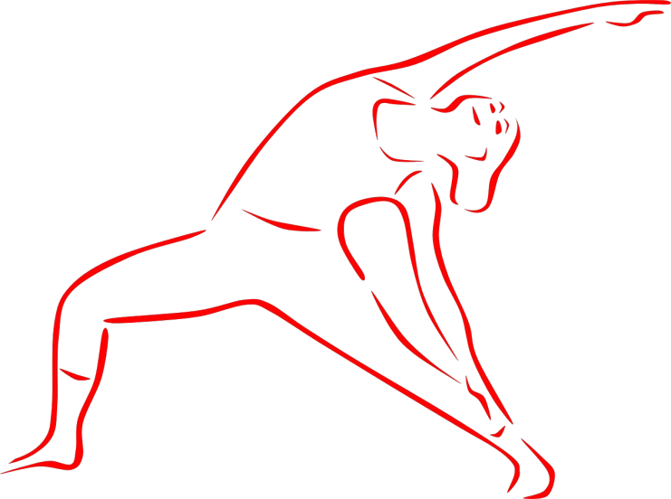 a silhouette of a woman doing a yoga pose, inspired by Cleon Peterson, figuration libre, red neon details, mugler, outlined, egypt