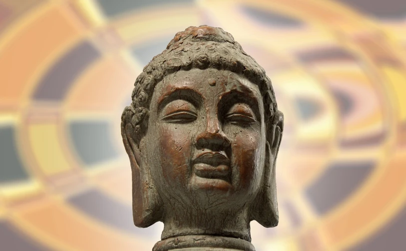 a close up of a statue of a person, a statue, cloisonnism, head macro, zen concept, composite, south east asian with round face