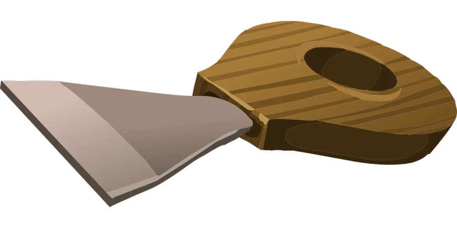 a piece of wood with a knife sticking out of it, concept art, by Robert Richenburg, pixabay, conceptual art, shaded flat illustration, hi-tech hatchet, cut-away, a high angle shot