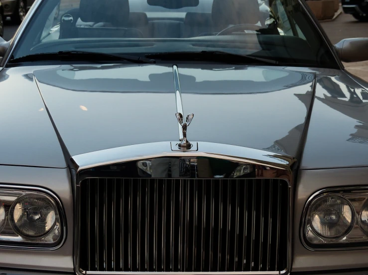 a close up of a car with a hood ornament, a picture, by Alexander Robertson, renaissance, featuring rhodium wires, luxury brand, royality, banner