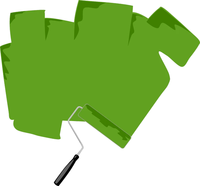 a green paint roller being used to paint a wall, inspired by Masamitsu Ōta, deviantart, conceptual art, wikihow illustration, shirt design, dark. no text, green flags