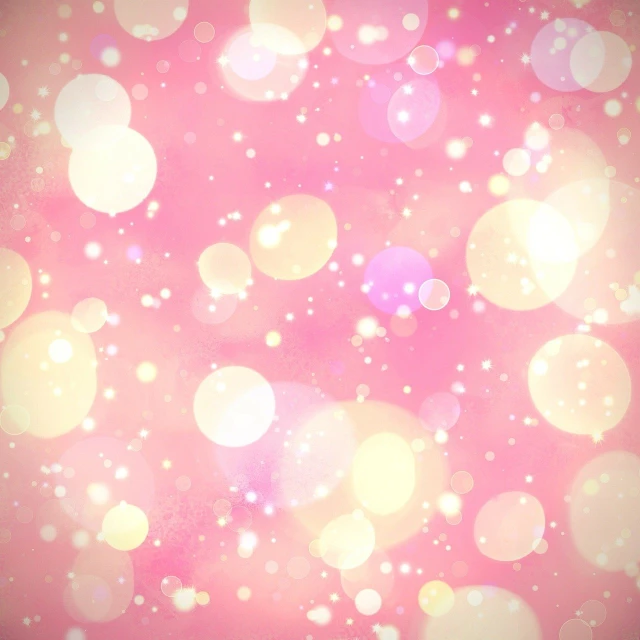 a pink background with lots of white circles, light and space, sparkles and glitter, subtle lens flare, yellow glowing background, pink skin