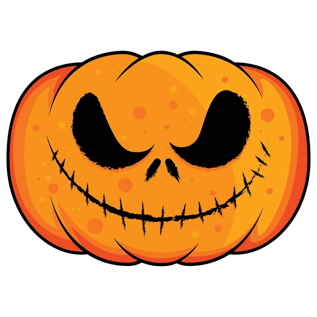 a jack - o'- lantern face on a black background, vector art, nightmare before christmas, full color illustration, illustration, logo without text
