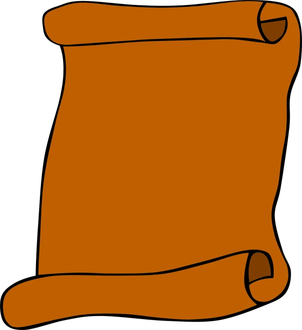 a scroll of paper on a black background, orange color, clip art, ( brown skin ), on simple background