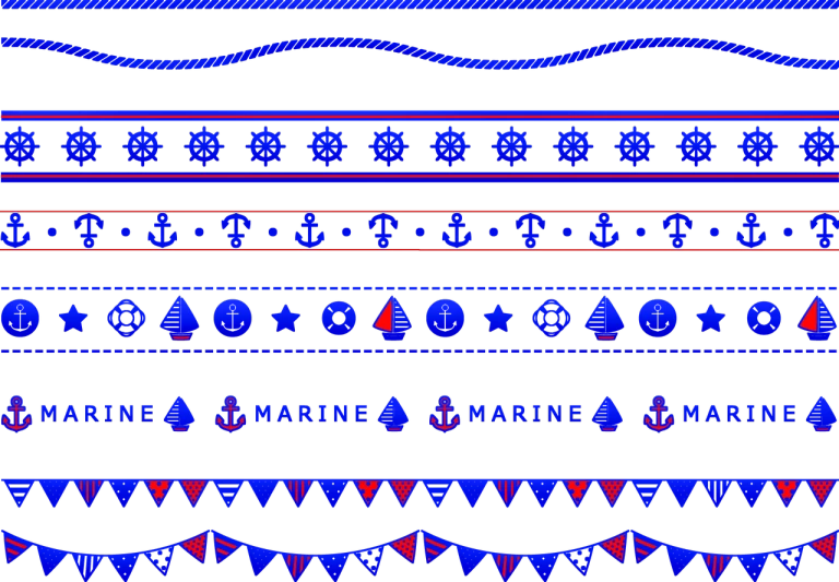 a blue and red pattern on a black background, by Joe Machine, behance contest winner, sailor uniform, decorative border, submarine, spritesheet