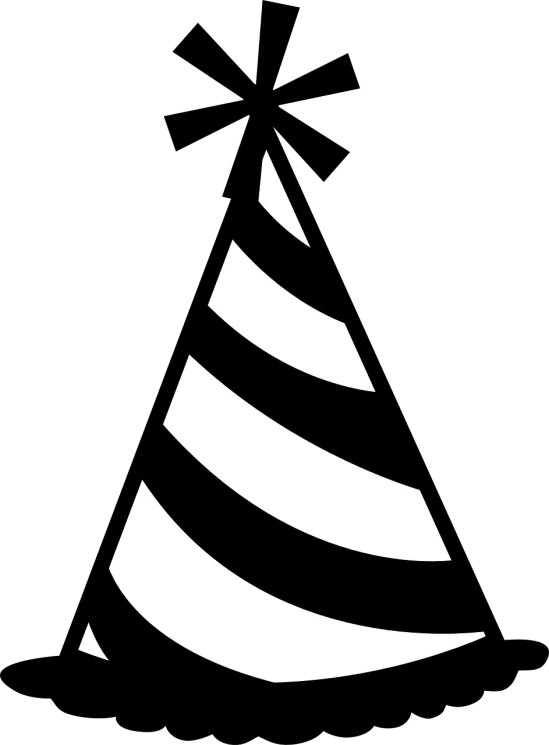 a black and white image of a party hat, a screenshot, inspired by Pedro Álvarez Castelló, reddit, amoled wallpaper, pine tree, trimmed with a white stripe, atari logo