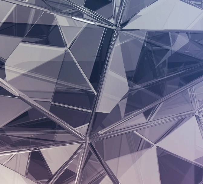 a close up of a piece of glass, digital art, by Julian Allen, shutterstock, crystal cubism, geodesic domes, purple - tinted, half textured half wireframe, low polygons illustration