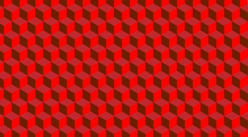 a red and brown checkered pattern with squares, optical illusion, ((yellow magic orchestra)), building blocks, red building, hexagonal pattern