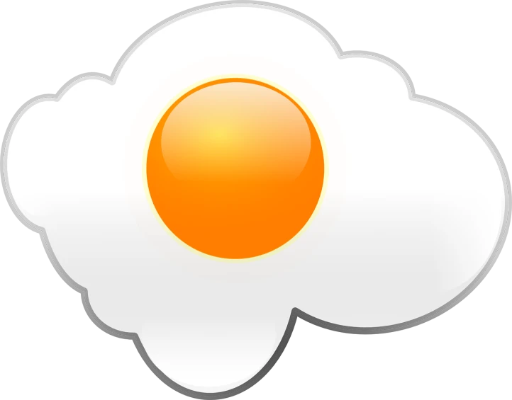 a fried egg in the shape of a flower, an illustration of, pixabay, hurufiyya, cloud, an egg, rating: general, orange ray