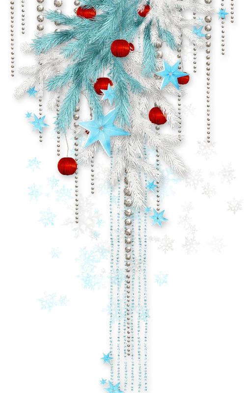 a christmas tree decorated with snowflakes and stars, a digital rendering, with red berries and icicles, black and cyan color scheme, paper decoration, unusual composition