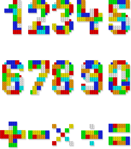 a font made out of lego blocks on a black background, pixel art, inspired by Ernő Rubik, numerology, vivid color.digital 2d, 7 0 s visuals, pixologic top row