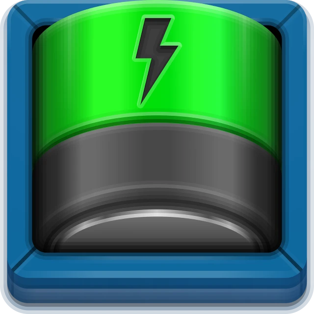 a close up of a battery on a cell phone, a screenshot, by Nicholas Marsicano, deviantart, ios app icon, green power ranger, top - view, glowing buttons