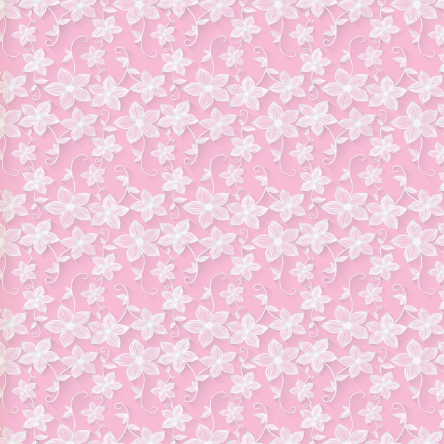 a pattern of white flowers on a pink background, by Barbara Longhi, cut paper texture, lace, realistic detailed background, with gradients