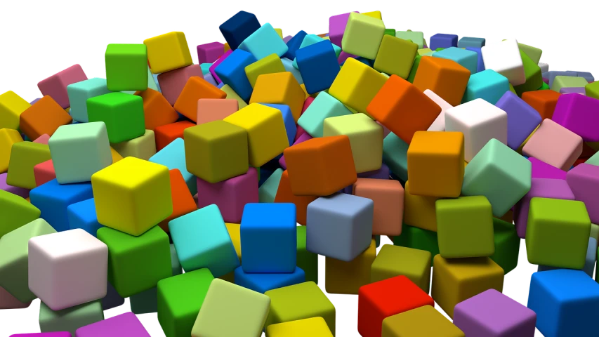 a pile of colorful cubes sitting on top of each other, flickr, digital art, 3 ds max, keygen, digital art - n 9, shapes and colours