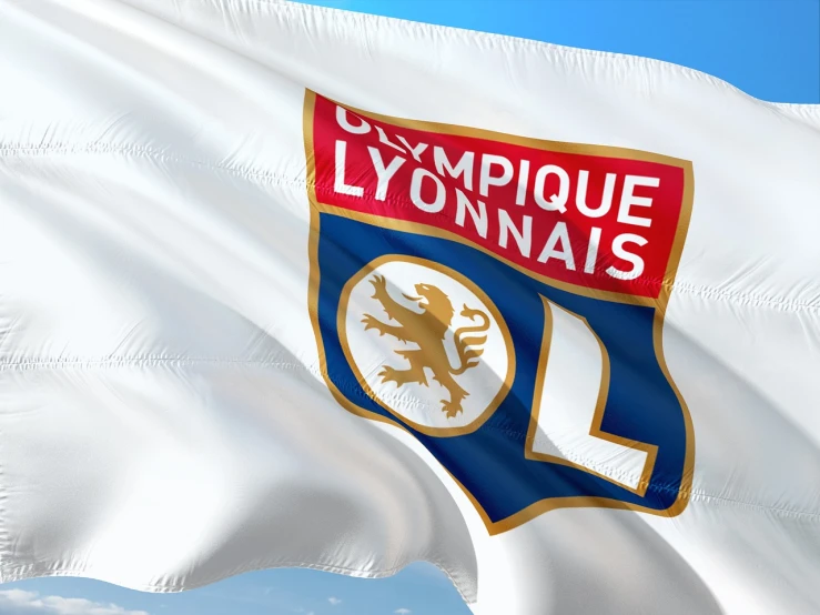 a large white flag with a lion on it, by Achille Leonardi, shutterstock, lyco art, sports logo, glass and metal : : peugot onyx, teams, c 4 d ”