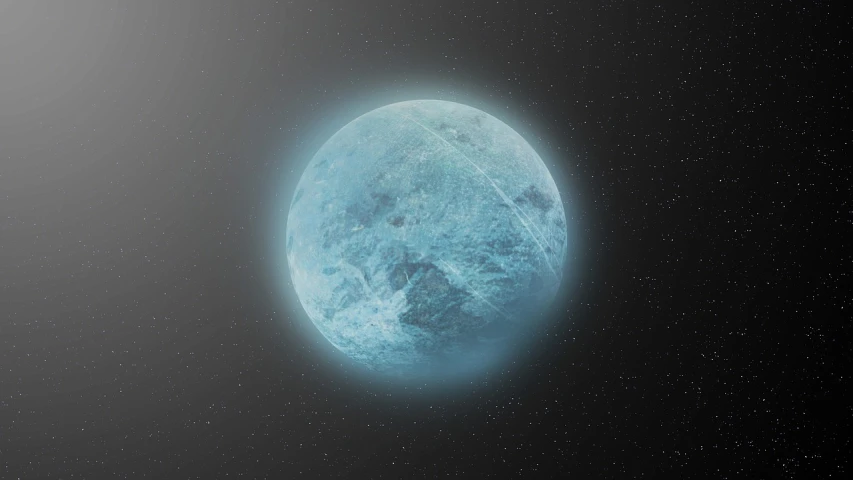 a blue planet with a star in the background, concept art, icy cold pale silent atmosphere, atmospheric full moon, space photo