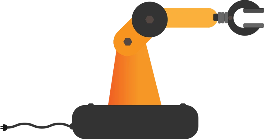 a robot with a wrench attached to it's arm, inspired by Ivan Generalić, orange light, profile image, small manufacture, cone