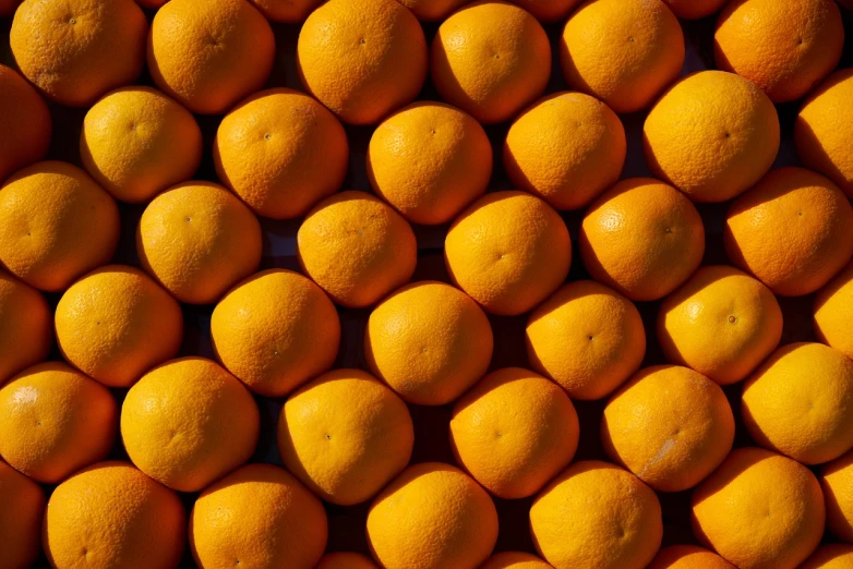 a pile of oranges sitting on top of each other, a picture, by Dietmar Damerau, minimalism, detailed zoom photo, taiwan, sunshine, in a row