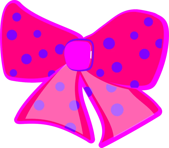 a pink bow with polka dots on it, a digital rendering, inspired by Masamitsu Ōta, pop art, disney!!, very very low quality picture, with a black background, various posed