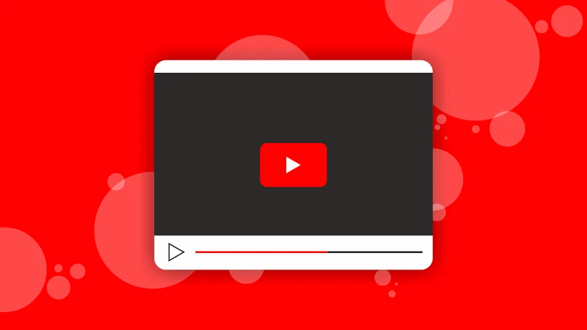 a video player on a red background with bubbles, shutterstock, youtube thumbnail, on a flat color black background, cartoonish, leaked image