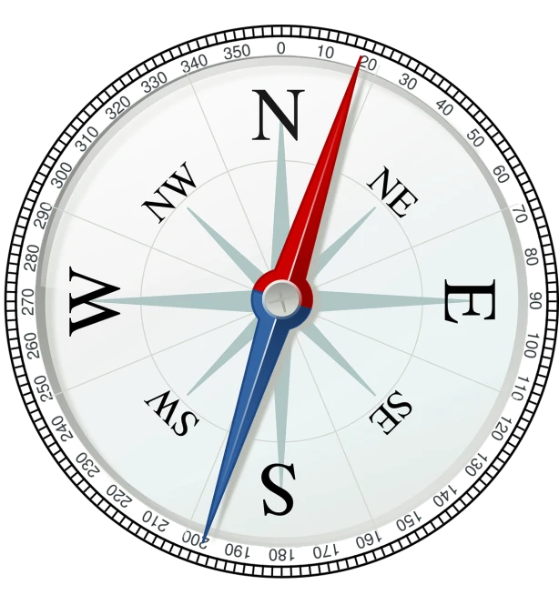 a close up of a compass on a black background, an illustration of, directions, illustration detailed, low resolution, word