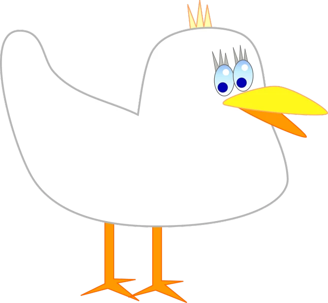 a white bird with a crown on its head, a digital rendering, pixabay, mingei, scientist is a duck, !female, blank stare”, children