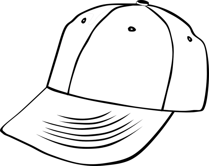 a white baseball cap on a black background, lineart, by Andrei Kolkoutine, coloring book page, background is white, uploaded, cute hats