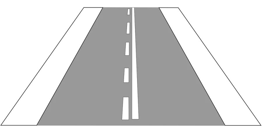 a black and white image of a road, a diagram, pixabay, trimmed with a white stripe, cartoonish, front and center, color highway