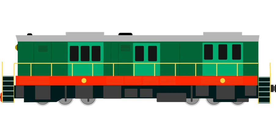 a green and red train on a black background, vector art, by Odhise Paskali, figuration libre, vehicle profile, fuselage, romanian, animation still